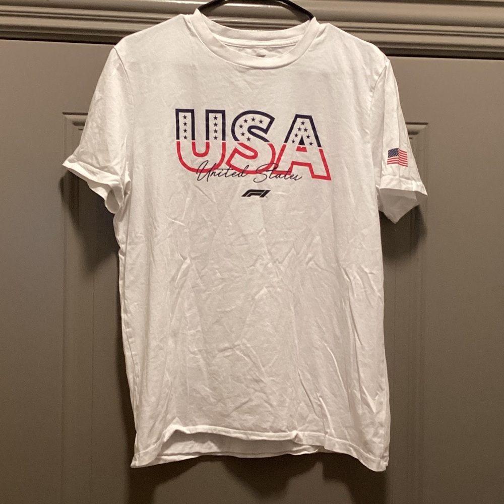 Official Formula One Racing Men's White United States USA T-Shirt Medium EUC